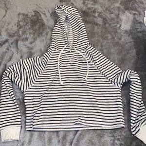 Divided Striped Cropped Hoodie